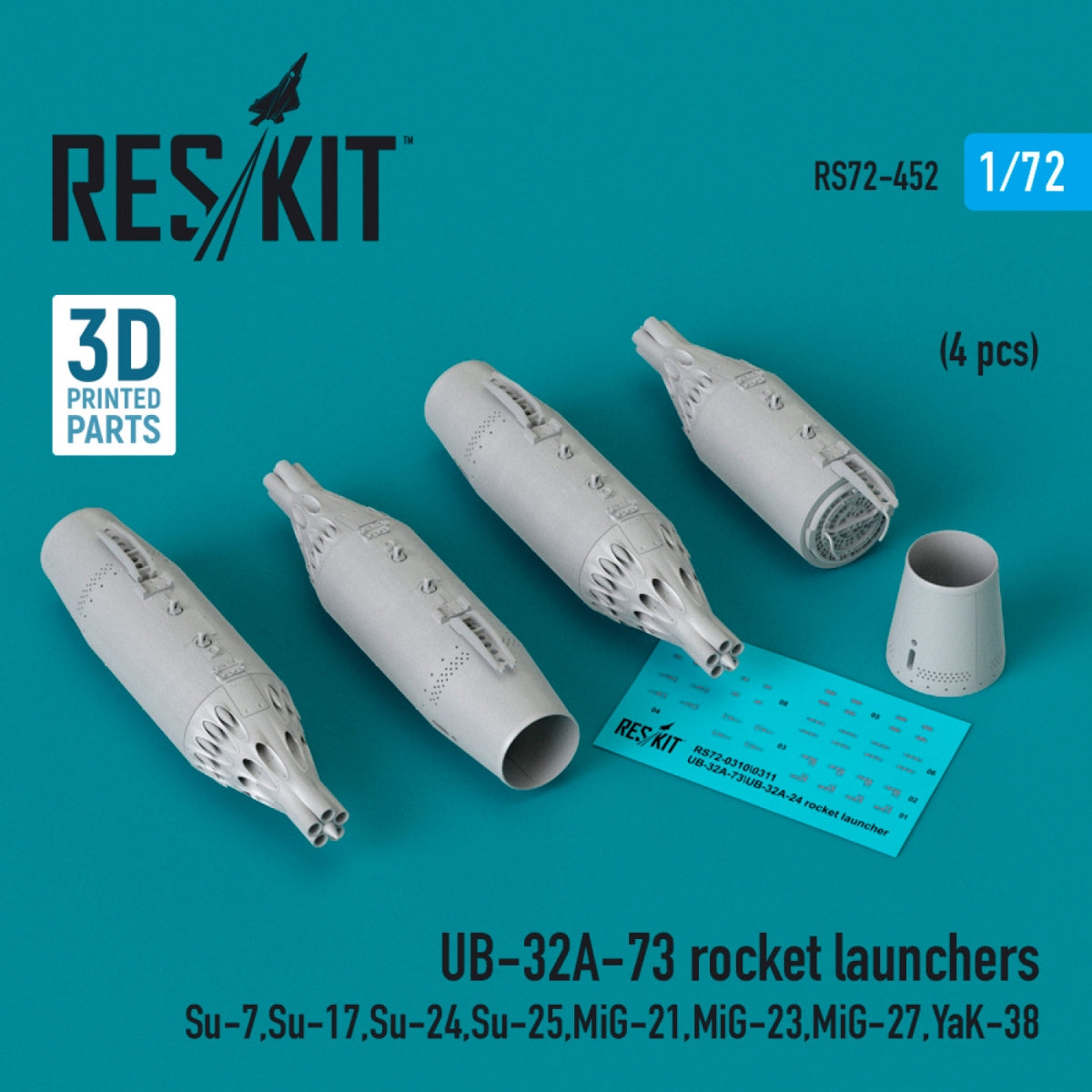 Lance-roquettes RESKIT RS72-0452 UB-32A-73 (4 pièces) (Impression 3D) 1/72