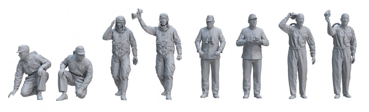 Border Model BR-006 IJN Carrier Crew Pilots &amp;amp; Officers x 8 resin figures 1/35 – immagine 2