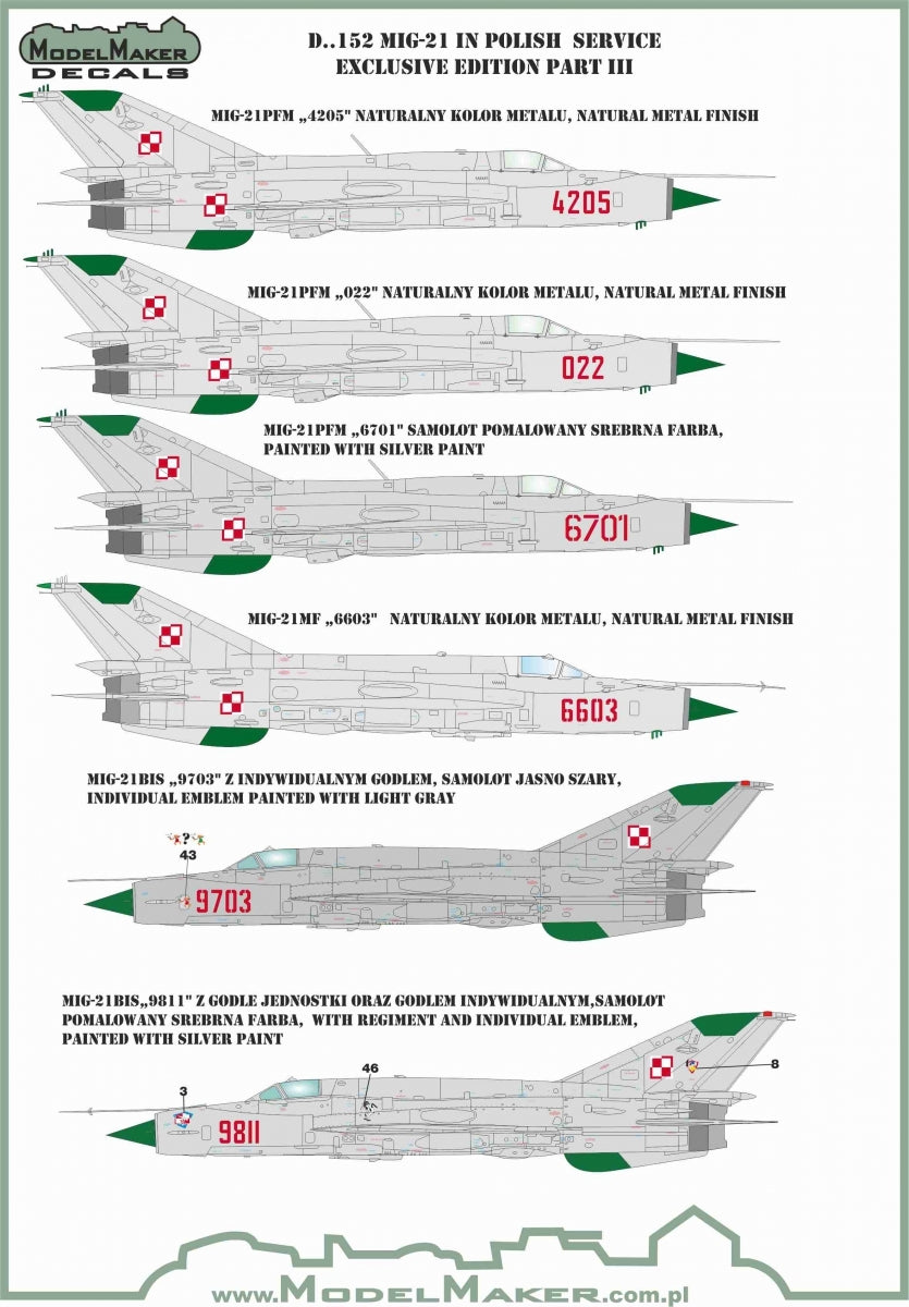ModelMaker Decals D48152 MiG-21 in Polish service exclusive edition part III 1/48 – immagine 3