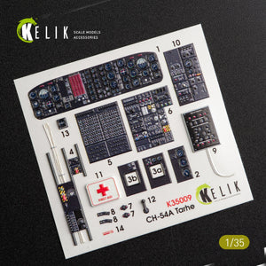 KELIK K35009 CH-54A TARHE INTERIOR 3D DECALS FOR ICM KIT 1/35 – zdjęcie 2