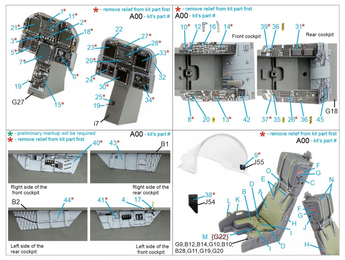 Quinta Studio QD32131 F/A-18D Early Intérieur imprimé en 3D et coloré sur papier décalcomanie (Academy) 1/32 – image 12