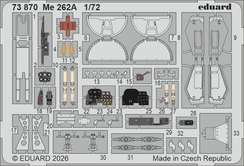 Eduard 73870 Messerschmitt Me-262 A - PE Parts Arma Hobby Kits 1/72