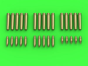 Master GM-35-019 Munitions allemandes de 2 cm (cal. 20x138B) pour canons Flak 30/38, KwK 30/38 - obus (15 pièces) et 3 types de projectiles (5 pièces de chaque type) (1/35)