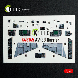 Kelik K48145 AV-8B Harrier - interior 3D decals for Hasegawa kit 1/48