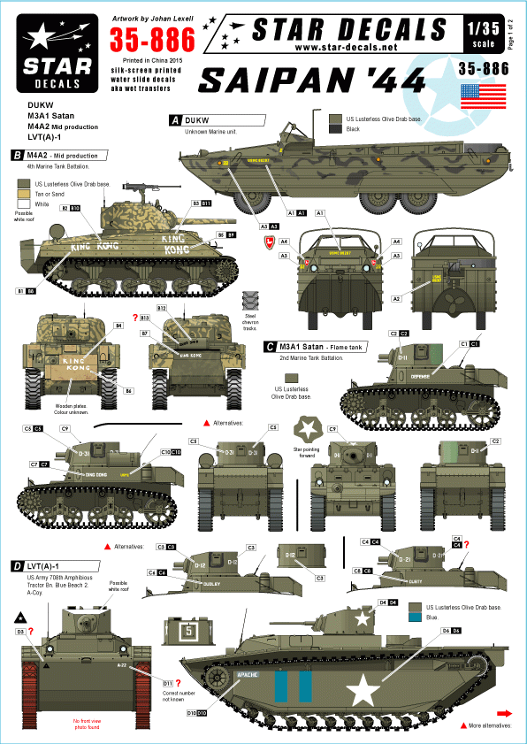 Star Decals 35-886 Saipan &amp;#39;44 1/35