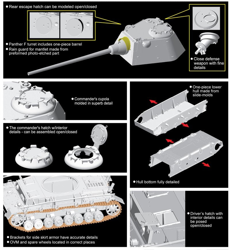 Dragon 6824 Pz.Kpfw.IV mit Panther F Turret – immagine 4