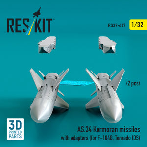 RESKIT RS32-0607 AS.34 Kormoran missiles with adapters (2 pcs) (for F-104G, Tornado IDS) (3D Printed) 1/32