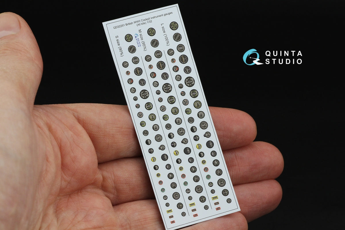 Quinta Studio QD32251 British WWII Cockpit instrument gauges 3D-Printed &amp;amp; coloured Interior on decal paper (All Kits) 1/32 – immagine 2