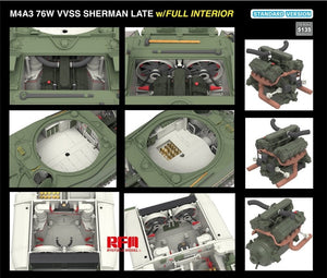 Maquette Rye Field 5135 M4A3 76W VVSS Sherman Version Standard Tardive Intérieur Complet 1/35 – image 4