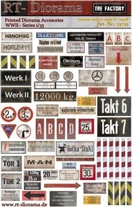 RT-Diorama 35755 Printed Accessories: German Factory Signs IV "small" 1/35