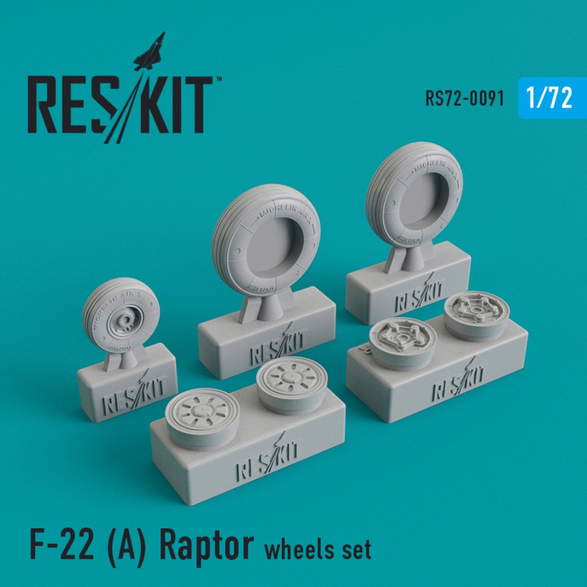 RESKIT RS72-0091 JEU DE ROUES F-22A RAPTOR 1/72