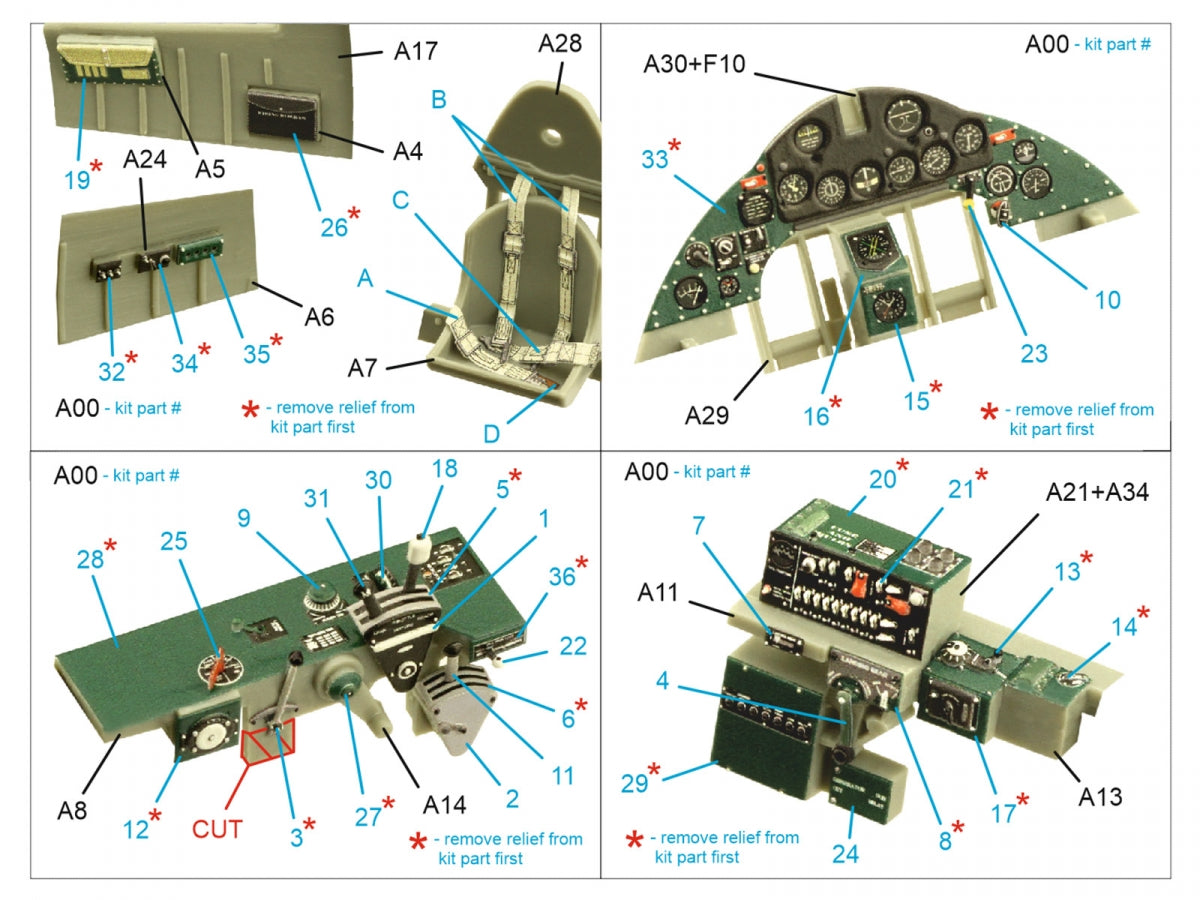 Quinta Studio QD32185 F4F-4 Wildcat 3D-Printed coloured Interior on decal paper (Trumpeter) 1/32 – immagine 2