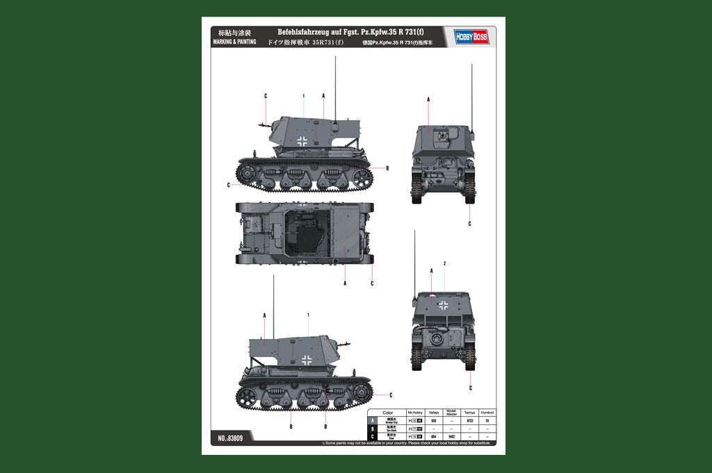 Hobby Boss 83809 Befehlsfahrzeug auf Fgst. Pz.Kpfw.35 R 731(f) 1/35 – imagen 2