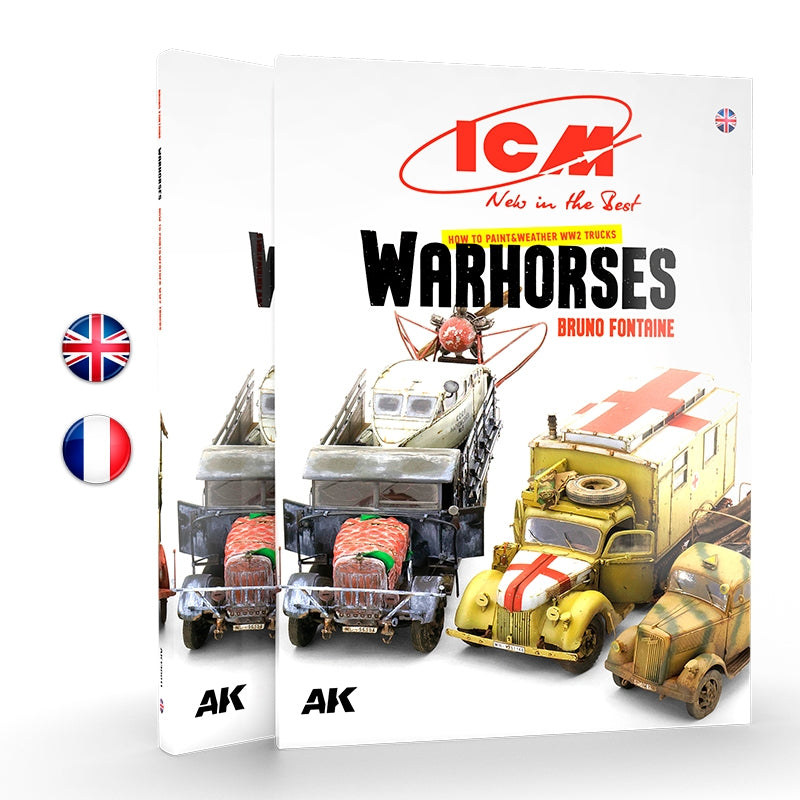 AK Interactive AK130011 ICM – Comment peindre et vieillir des camions et des chevaux de guerre de la Seconde Guerre mondiale - Anglais 
