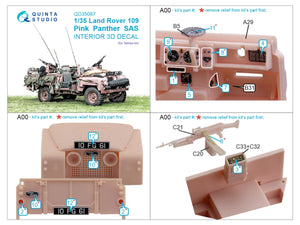 Quinta Studio QD35087 Land Rover 109 Pink Panther SAS 3D-Printed &amp;amp; coloured Interior on decal paper (Tamiya) 1/35 – immagine 2