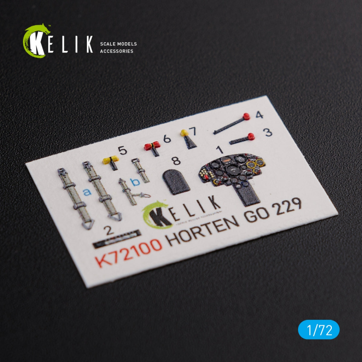 Décalcomanies 3D intérieures KELIK K72100 Horten Go 229 pour maquette Revell au 1/72