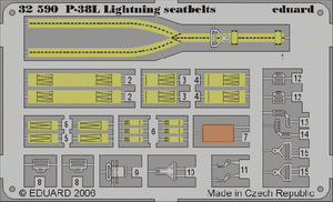 Ceintures de sécurité Eduard 32590 P-38L TRUMPETER 02227 1/32