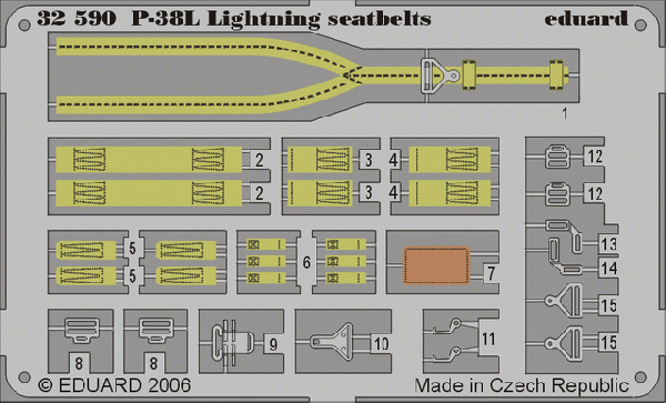 Ceintures de sécurité Eduard 32590 P-38L TRUMPETER 02227 1/32