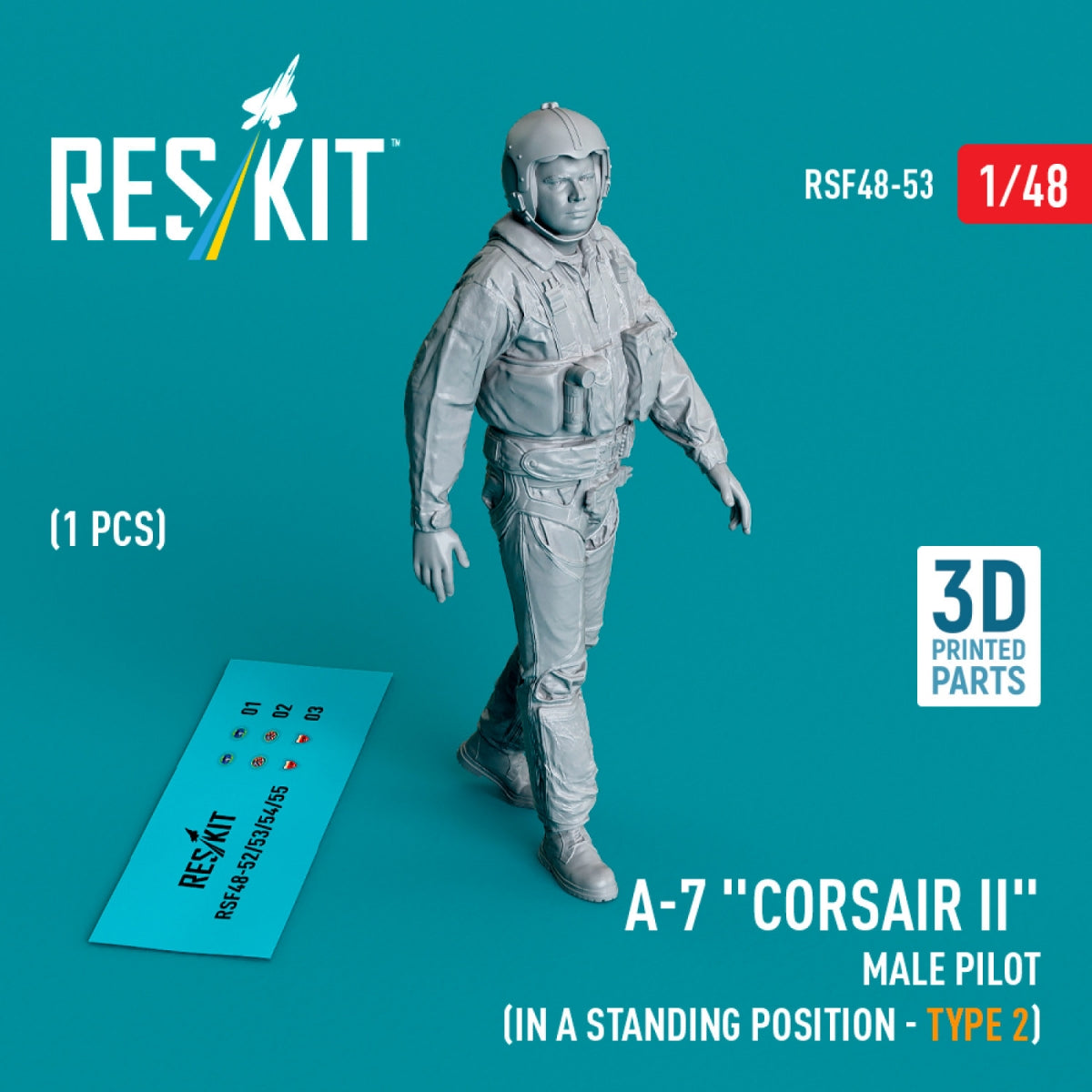 RESKIT RSF48-0053 A-7 "Corsair II" male pilot (in a standing position - type 2) (1 pcs) (3D Printed) 1/48