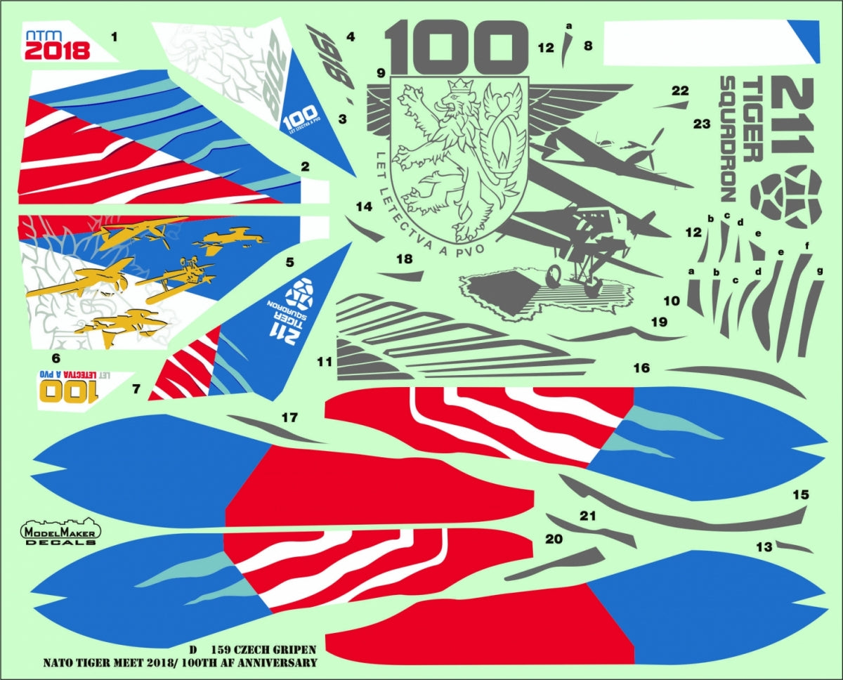 ModelMaker Decals D48159 Czech Gripen 100 Years of Aviation / NTM 2018 1/48 – immagine 2