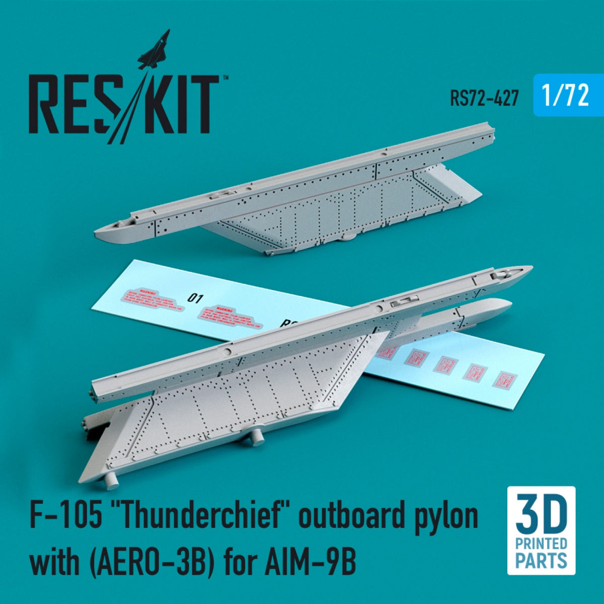 RESKIT RS72-0427 F-105 &amp;quot;THUNDERCHIEF&amp;quot; OUTBOARD PYLON (AERO-3B) FOR AIM-9B (3D PRINTED) 1/72