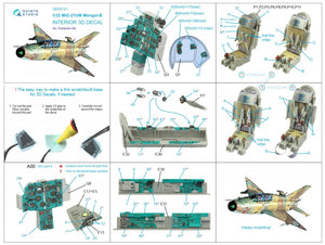 Quinta Studio QD32121 MiG-21UM 3D-Printed &amp;amp; coloured Interior on decal paper (Trumpeter) 1/32 – immagine 15