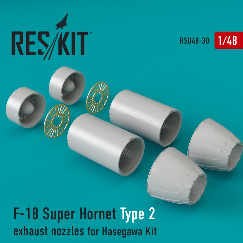 RESKIT RSU48-0030 Buses d'échappement F-18 Super Hornet Type 2 pour maquette Hasegawa au 1/48
