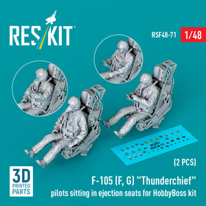 RESKIT RSF48-0071 F-105 (F, G) &amp;quot;Thunderchief&amp;quot; pilots sitting in ejection seats for HobbyBoss kit (2 pcs) (3D Printed) 1/48