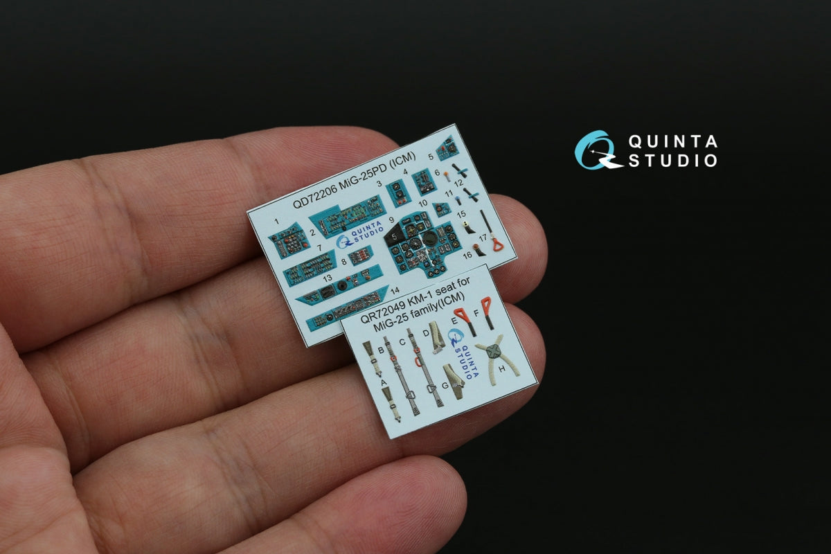Quinta Studio QD72206 MiG-25PD 3D-Printed &amp; coloured Interior on decal paper (ICM) 1/72