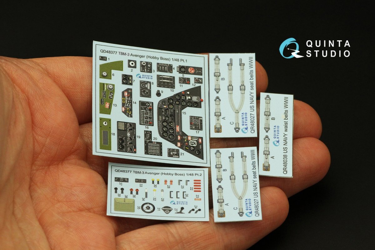 Quinta Studio QD48377 TBM-3 Avenger 3D-Printed &amp;amp; coloured Interior on decal paper (Hobby Boss) 1/48 – immagine 7