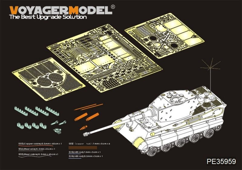 Maquette Voyager PE35959 Char King Tiger allemand de la Seconde Guerre mondiale (tourelle Hensehel) pour HOBBYBOSS 84531 1/35