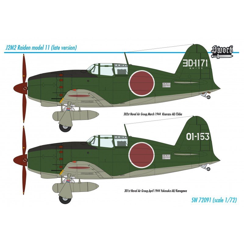 Sword 72091 J2M2 Raiden Model 11 (Late Version) 1/72 – imagen 2
