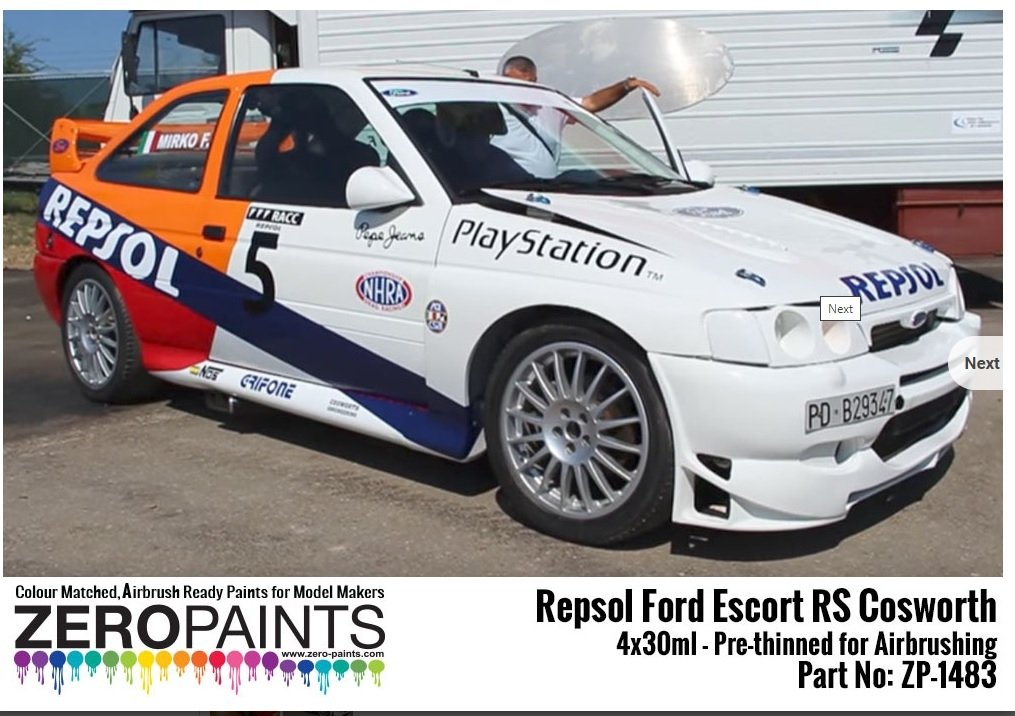 Coffret de peinture Zero Paints ZP-1483 Repsol Ford Escort RS Cosworth (4 x 30 ml)