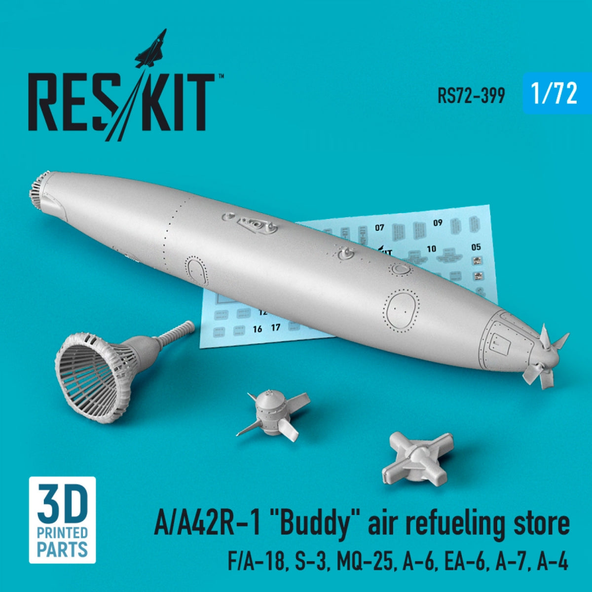 RESKIT RS72-0399 A/A42R-1 "BUDDY" AIR REFUELING STORE (1 PCS) (3D PRINTED) 1/72