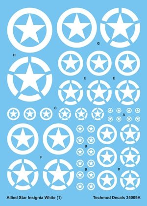 Techmod 35009 - Allied Star Insignia White 1/35