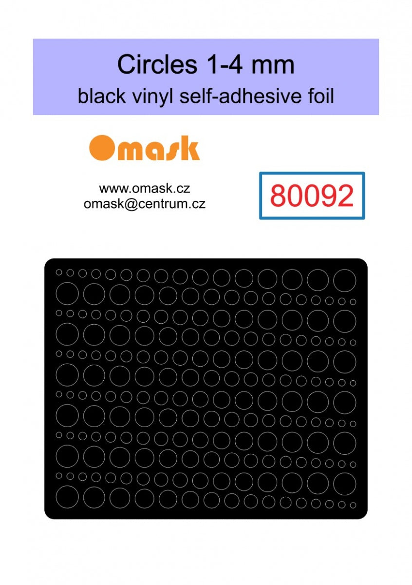 Omask 80092 Circles 1-4 mm (black Vinyl stickers)