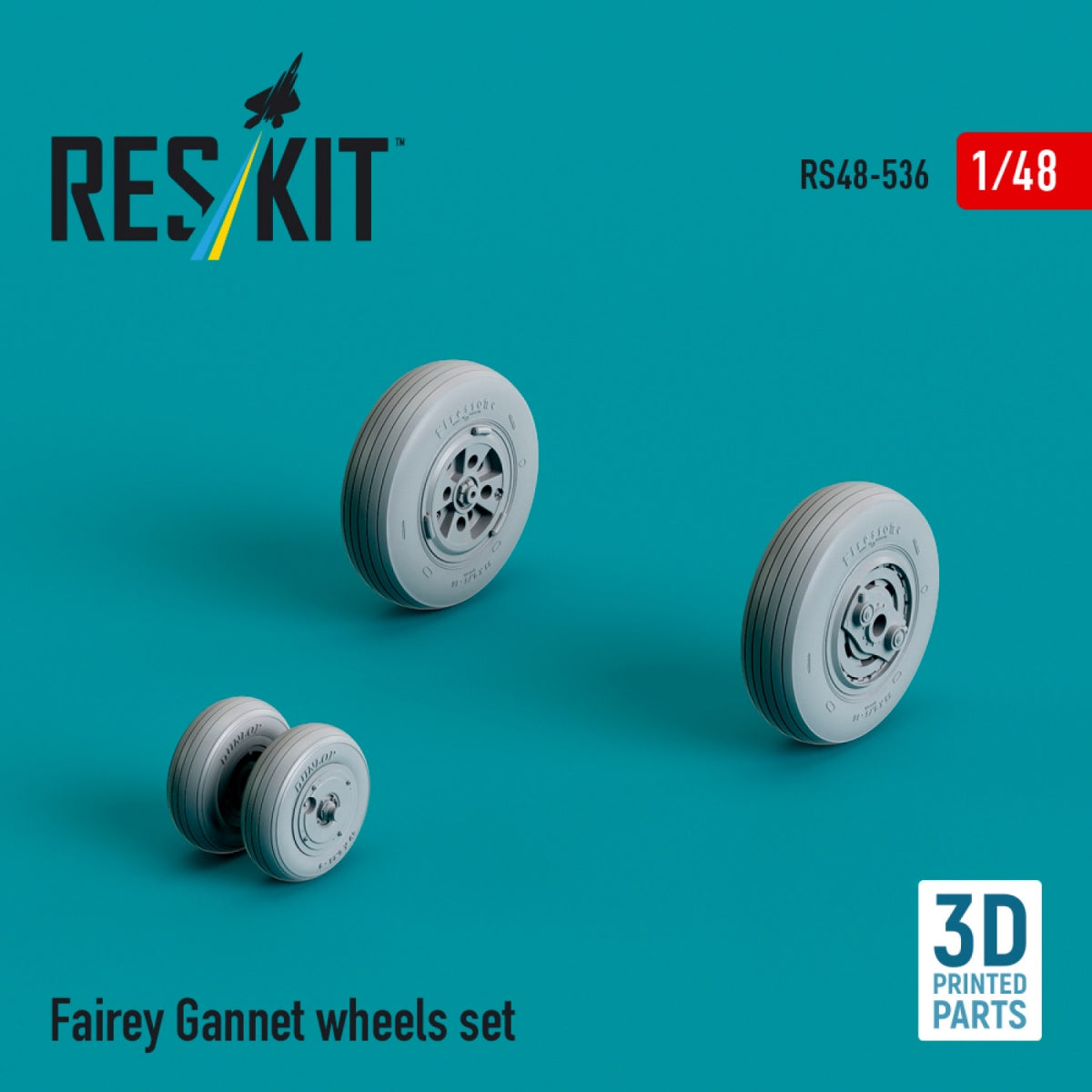 RESKIT RS48-0536 Jeu de roues Fairey Gannet (Imprimé en 3D) 1/48 – image 2