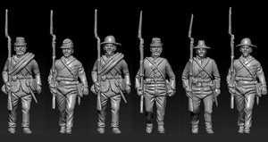 Hat 9339 Confederate Infantry in "Butternut Uniforms" Marching Set 2 - 18 figures (American Civil War 1861-1865) 1/32