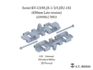 ET Model P35-061 Soviet KV-1/2/85,JS-1/2/3,ISU-152（650mm Late version) Workable Track ( 3D Printed ) 1/35