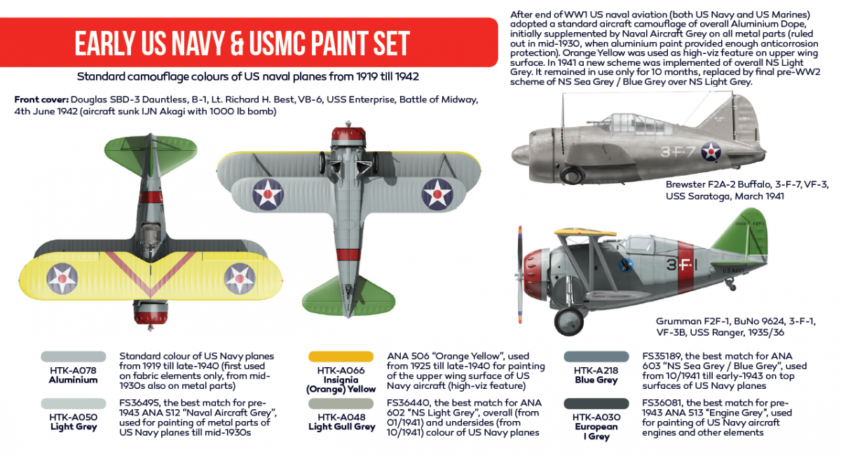 Hataka Hobby HTK-AS53 Early US Navy &amp;amp; USMC paint set (6x17ml) – Bild 2