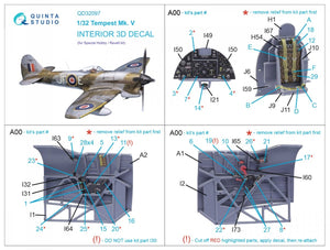 Quinta Studio QD32097 Tempest Mk.V 3D-Printed &amp;amp; coloured Interior on decal paper (Special Hobby/Revell) 1/32 – immagine 12