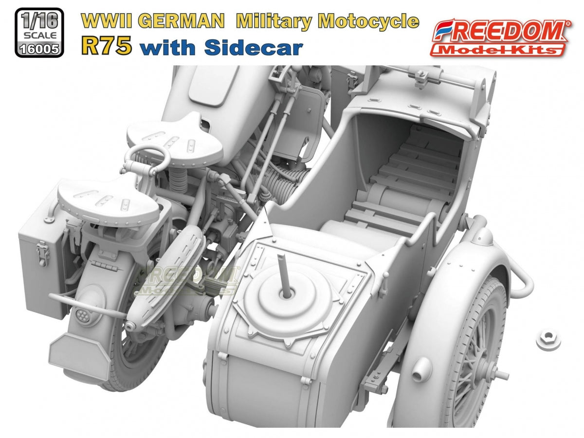 Freedom 16005 R75 with Sidecar WWII German Motorcycle 1/16 – immagine 6