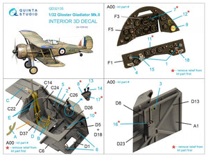 Quinta Studio QD32135 Gloster Gladiator Mk II 3D-Printed &amp;amp; coloured Interior on decal paper (ICM) 1/32 – Bild 7