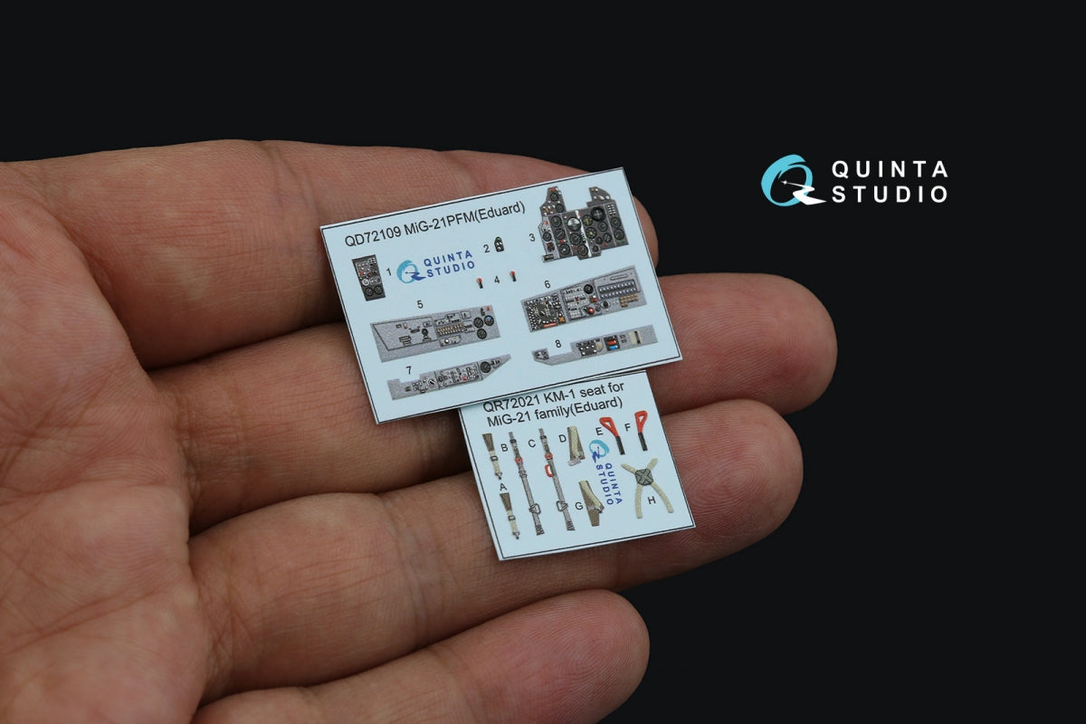 Quinta Studio QD72109 MiG-21PFM Gray panels 3D-Printed &amp;amp; coloured Interior on decal paper (Eduard) 1/72 – Bild 4
