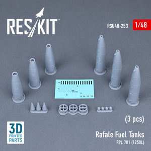 RESKIT RSU48-0253 RAFALE FUEL TANKS RPL 701 (1250L) (3 PCS) (3D PRINTED) 1/48 – immagine 2
