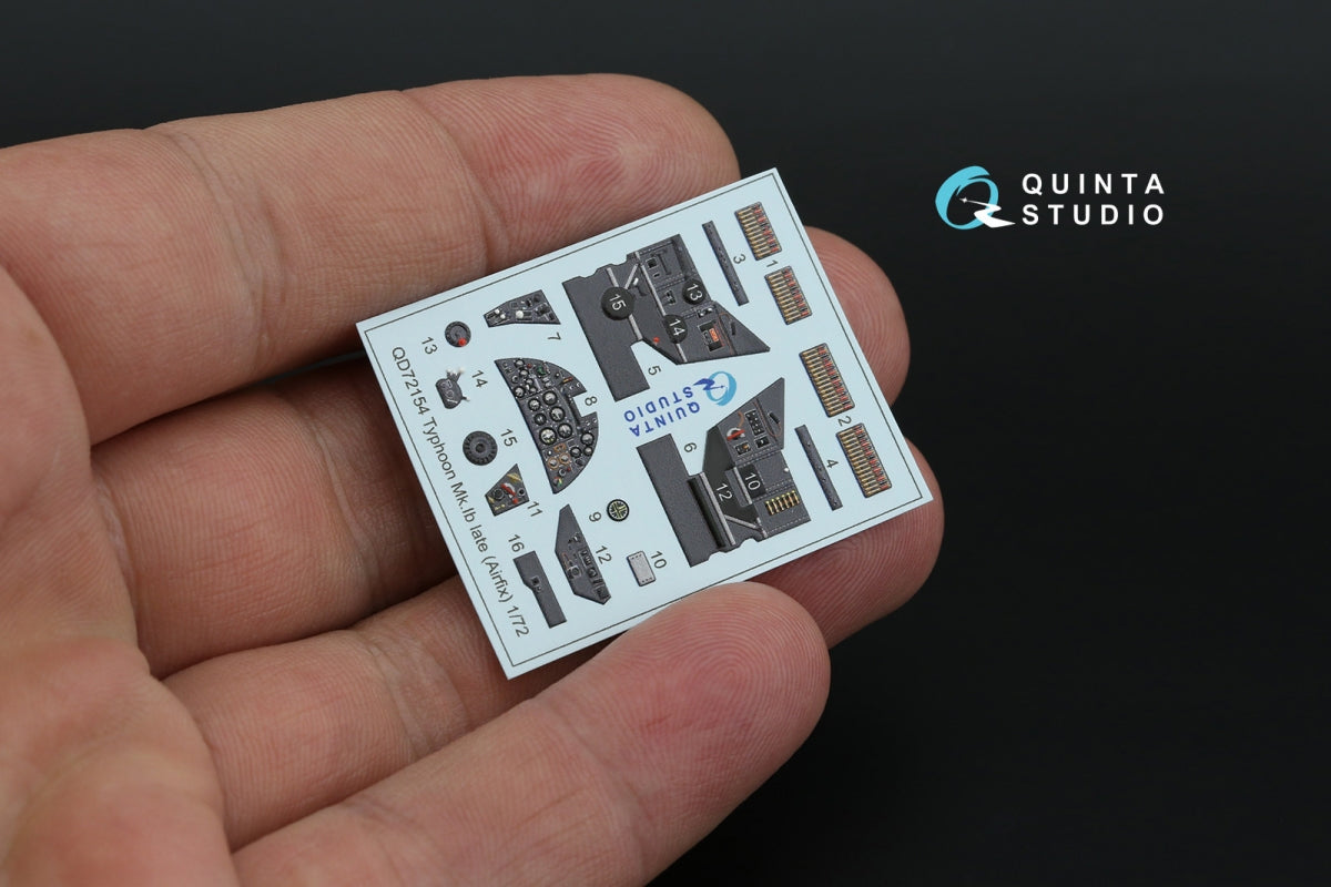 Quinta Studio QD72154 Typhoon Mk.1B Late 3D-Printed coloured Interior on decal paper (Airfix) 1/72 – immagine 5