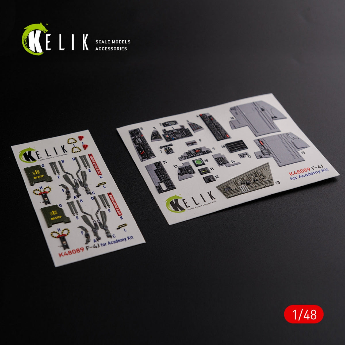 KELIK K48089 F-4J &amp;quot;Phantom II&amp;quot; interior 3D decals for Academy kit 1/48