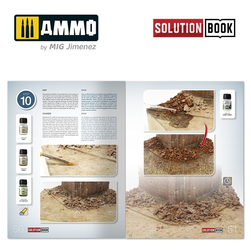 AMMO of Mig Jimenez 6510 How to Paint Brick Buildings. Colors &amp;amp; Weathering System Solution Book (Multilingual) – imagen 6