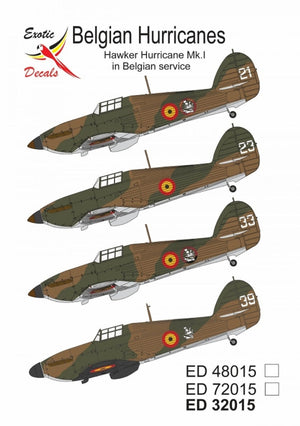 Exotic Decals 32015 Belgian Hurricanes - Hawker Hurricane Mk.I in Belgian Service 1/32