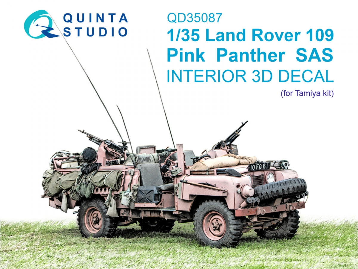 Quinta Studio QD35087 Land Rover 109 Pink Panther SAS 3D-Printed &amp;amp; coloured Interior on decal paper (Tamiya) 1/35